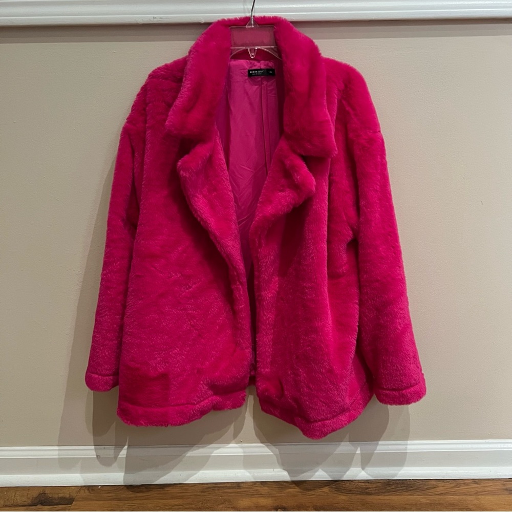 Pink fuzzy furry coat